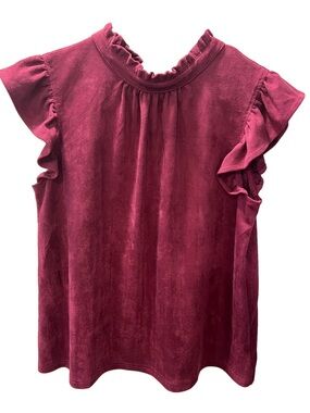 Voy Daphne Suede Ruffle Sleeve Top
